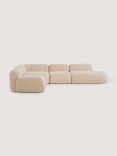 Modulaire boucl&eacute; XL hoekbank Wolke met chaise longue