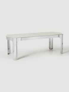 Eettafel Georgia met glazen tafelblad, in verschillende formaten