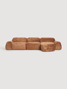 Modulaire teddy-boucl&eacute; hoekbank Wolke (4-zits)