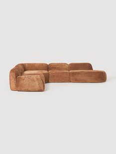 XL modulaire teddy boucl&eacute; hoekbank Wolke (4-zits) met chaise longue