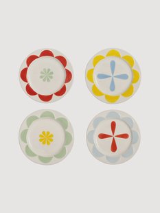 Handgemaakte taartborden Folk, 4 stuks