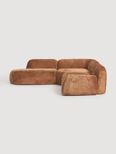 Modulaire teddy-boucl&eacute; hoekbank Wolke (4-zits) met chaise longue