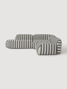 Gestreepte modulaire hoekbank Wolke (4-zits) met chaise longue