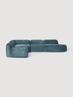 XL modulaire teddy boucl&eacute; hoekbank Wolke (4-zits) met chaise longue