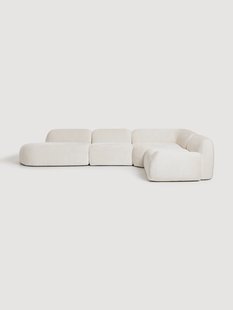 XL modulaire teddy boucl&eacute; hoekbank Wolke (4-zits) met chaise longue