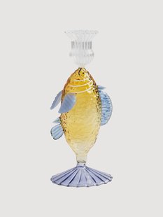 Handgemaakte kaarshouder Fish van borosilicaatglas