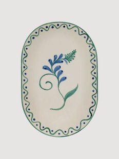 Handbeschilderde serveerplateau Indigo Flora