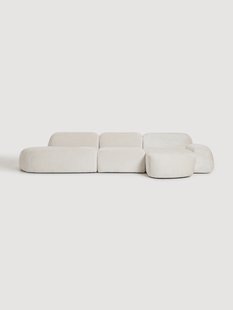 Modulaire teddy-boucl&eacute; hoekbank Wolke (4-zits) met chaise longue