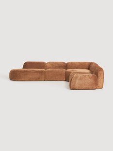 XL modulaire teddy boucl&eacute; hoekbank Wolke (4-zits) met chaise longue
