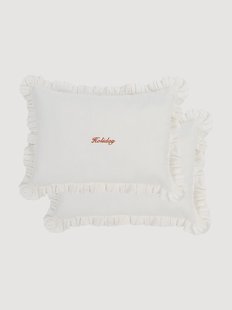 Katoenen kussenhoezen Holiday with Ruffles met ruches, 2-delig