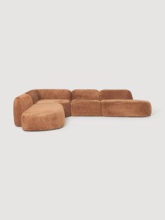 XL modulaire teddy boucl&eacute; hoekbank Wolke (4-zits) met chaise longue