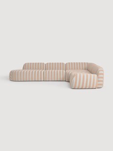 Gestreepte XL modulaire hoekbank Wolke met chaise longue
