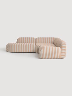 Gestreepte modulaire hoekbank Wolke (4-zits) met chaise longue