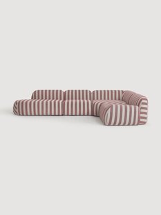 Gestreepte XL modulaire hoekbank Wolke met chaise longue