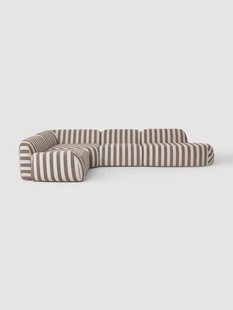 Gestreepte XL modulaire hoekbank Wolke met chaise longue