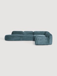 XL modulaire teddy boucl&eacute; hoekbank Wolke (4-zits) met chaise longue