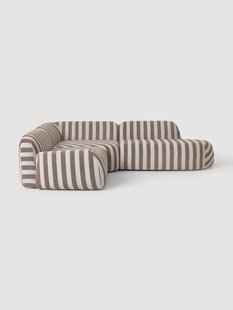 Gestreepte modulaire hoekbank Wolke (4-zits) met chaise longue