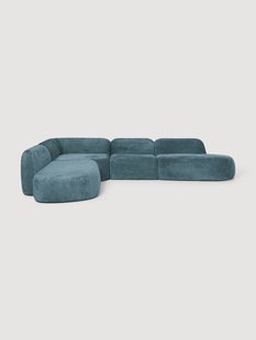 XL modulaire teddy boucl&eacute; hoekbank Wolke (4-zits) met chaise longue