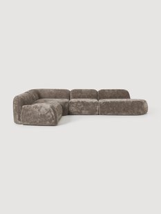 XL modulaire teddy boucl&eacute; hoekbank Wolke (4-zits) met chaise longue