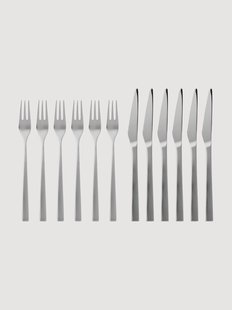Mat geborstelde RVS grill steakbestek Fuga, 6 personen, 12-delig