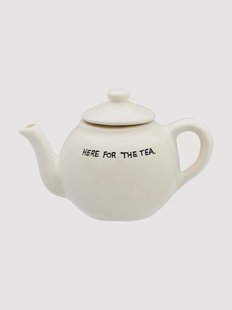 Handbeschilderde theepot Here For The Tea