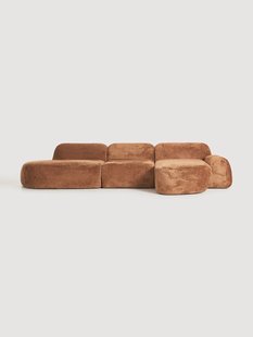 Modulaire teddy-boucl&eacute; hoekbank Wolke (4-zits) met chaise longue