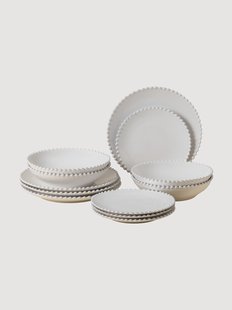 Serviesset Pearl met parelrand, 12-delig