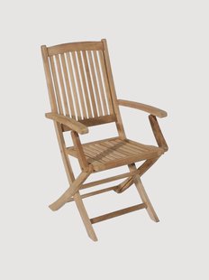 Inklapbare tuin eetstoelen Fun van teakhout met armleuningen, 2 stuks