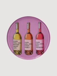 Handgemaakt decoratief dienblad Love Trays, motief: wijnflessen
