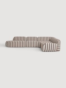 Gestreepte XL modulaire hoekbank Wolke met chaise longue