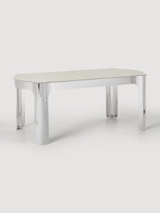 Eettafel Georgia met glazen tafelblad, in verschillende formaten