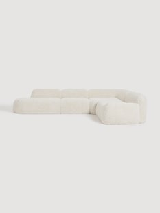 XL modulaire teddy-hoekbank Wolke (4-zits) met chaise longue aan het uiteinde