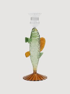 Handgemaakte kandelaar Fish van borosilicaatglas