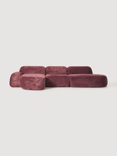 Modulaire teddy-boucl&eacute; hoekbank Wolke (4-zits) met chaise longue