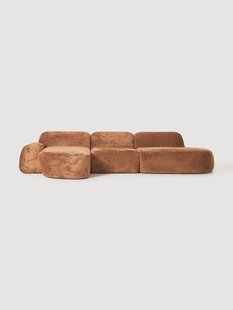 Modulaire teddy-boucl&eacute; hoekbank Wolke (4-zits) met chaise longue