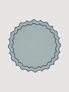 Ronde placemat Navy met geborduurde rand