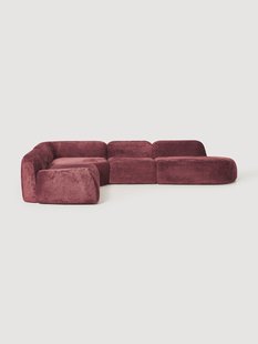 XL modulaire teddy boucl&eacute; hoekbank Wolke (4-zits) met chaise longue