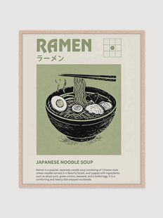 Ingelijste digitale print Ramen, handgemaakt