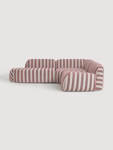 Gestreepte modulaire hoekbank Wolke (4-zits) met chaise longue