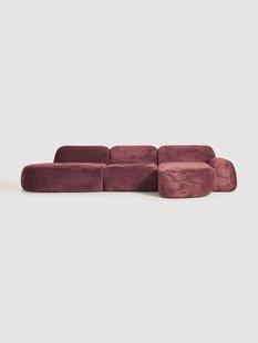 Modulaire teddy-boucl&eacute; hoekbank Wolke (4-zits) met chaise longue