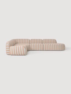 Gestreepte XL modulaire hoekbank Wolke met chaise longue