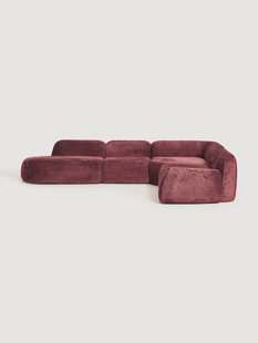 XL modulaire teddy boucl&eacute; hoekbank Wolke (4-zits) met chaise longue