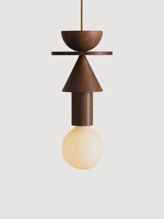 Kleine dimbare hanglamp Junit Walnoot, handgemaakt