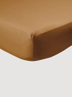 Perkal boxspring hoeslaken Caramel van katoen