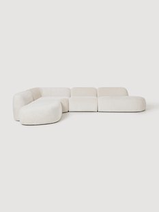 XL modulaire teddy boucl&eacute; hoekbank Wolke (4-zits) met chaise longue