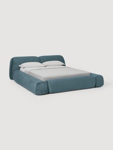 Gestoffeerd teddy boucl&eacute; bed Wolke met opbergruimte