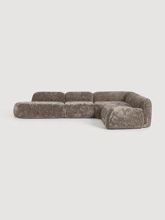 XL modulaire teddy boucl&eacute; hoekbank Wolke (4-zits) met chaise longue