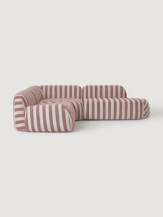 Gestreepte modulaire hoekbank Wolke (4-zits) met chaise longue