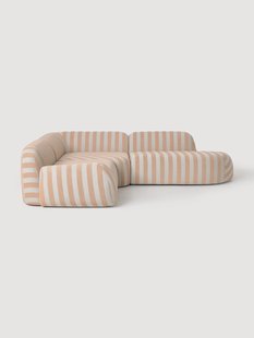 Gestreepte modulaire hoekbank Wolke (4-zits) met chaise longue