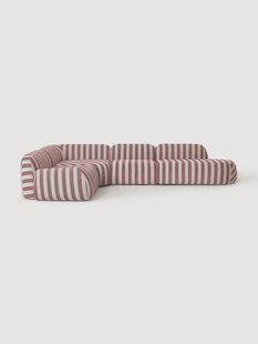 Gestreepte XL modulaire hoekbank Wolke met chaise longue